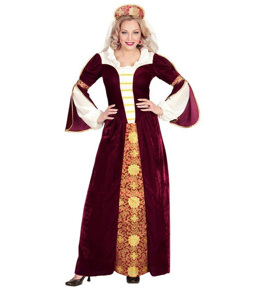 Medieval Queen Dress, Petticoat, Headpiece With Veil