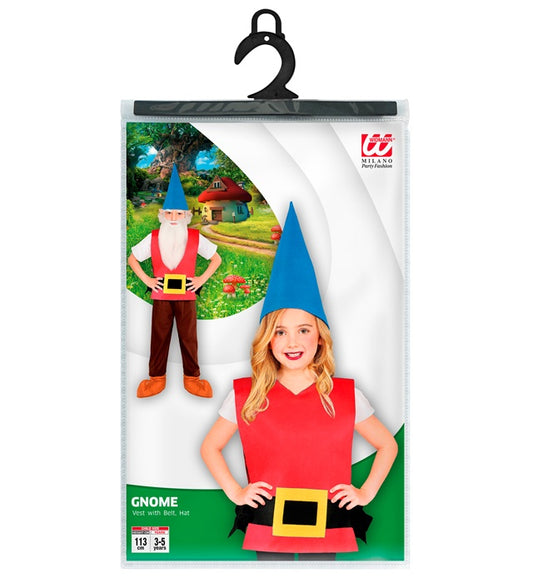Gnome Vest With Belt, Hat Child Size 113 Cm - 3-5 Years