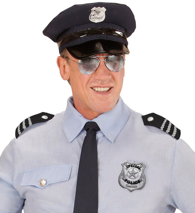 Police Set Glasses, Epauletten, Badge