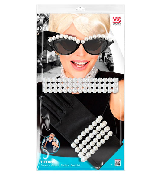 Tiffany Glasses, Gloves, Choker, Bracelet