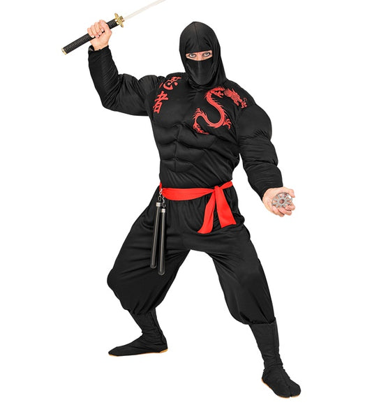 Super Muscle Ninja Hooded Muscle Shirt, Face Mask, Pants, Belt