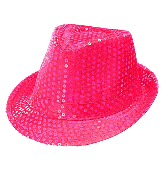 Neon Pink Sequined Fedora