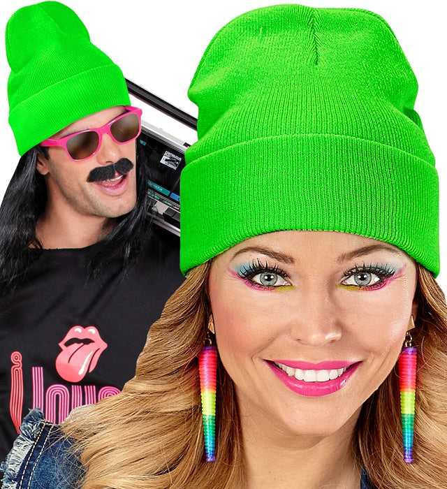 Hat Beanie Neon Green Wool Look