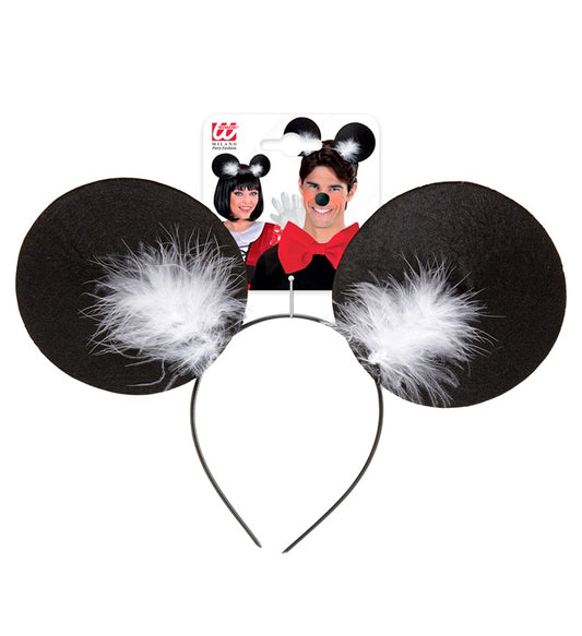 Mouse Ears Headband With Marabou