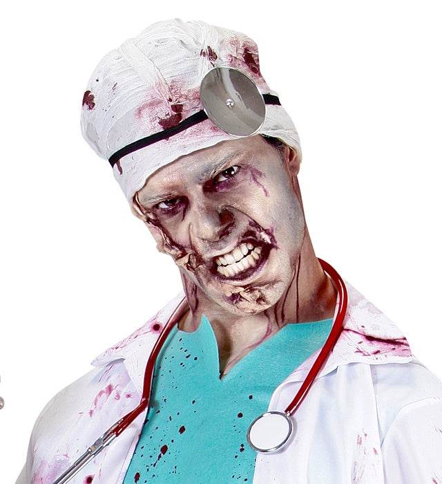 Zombie Make-Up Kit Liquid Latex 10 Ml, Blood 10 Ml, Black & Grey Pencil 4,8 Ml, Tricolor Makeup 4,5 Ml In Tray, Applicator, 2 Sponges