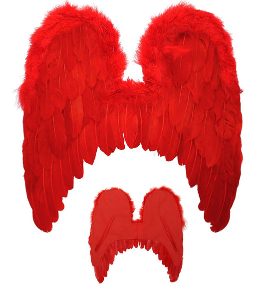 Red Feathered Wings With Marabou Trim & 46X48 Cm
