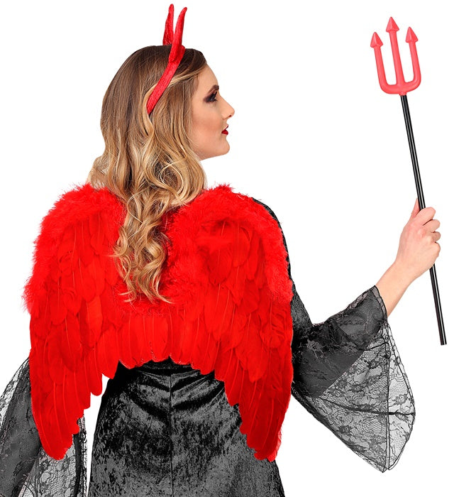 Red Feathered Wings With Marabou Trim & 46X48 Cm