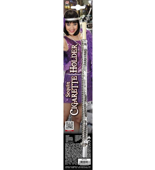Silver Sequin Cigarette Holder 30 Cm