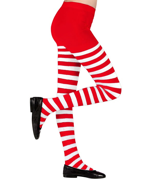 White/Red Striped Pantyhose 70 Den