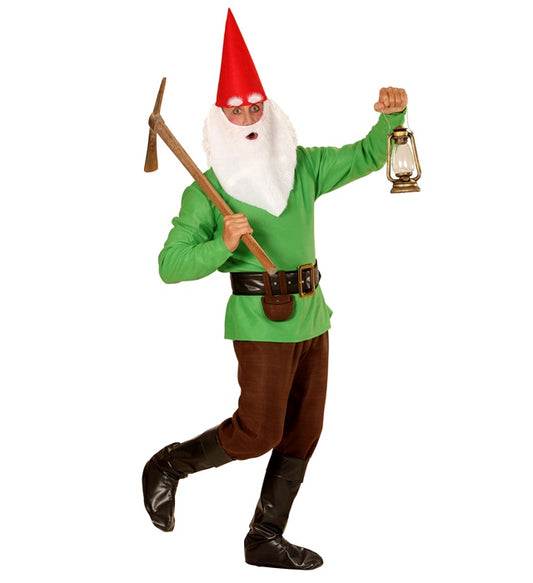 Green Gnome Coat, Pants, Belt With Purse, Boot Covers, Hat, Eyebrows And Beard