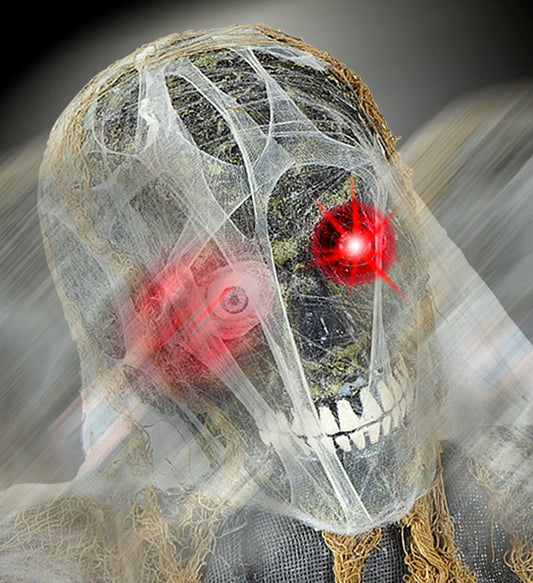 Sound Sensor Activated Animated Skeleton Zombie Groundbreaker With Moving Head & Arms, Light-Up Eye And Eerie Laughter 120 Cm