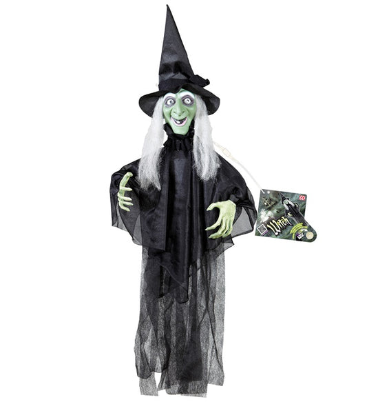 Sound Sensor Activated Animated Shaking & Talking Witch With Moving Arms & Light-Up Eyes 60 Cm - Speaks 5 Different Rhymes