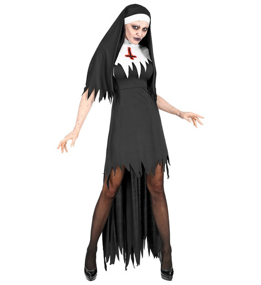 Horror Nun Dress With Overskirt, Headpiece
