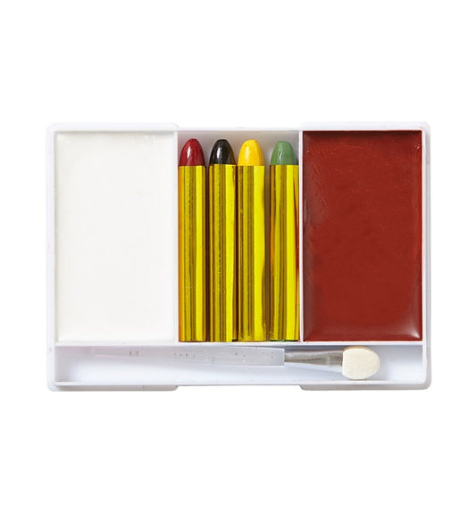 Indian Makeup Set 4 Makeup Sticks, White & Indian Red Makeup In Tray, Applicator