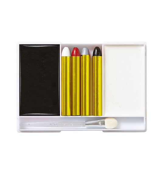 Black & White Makeup Set 4 Makeup Sticks, Black & White Makeup In Tray, Applicator - Color Make Up 12 G, Sticks 8 G