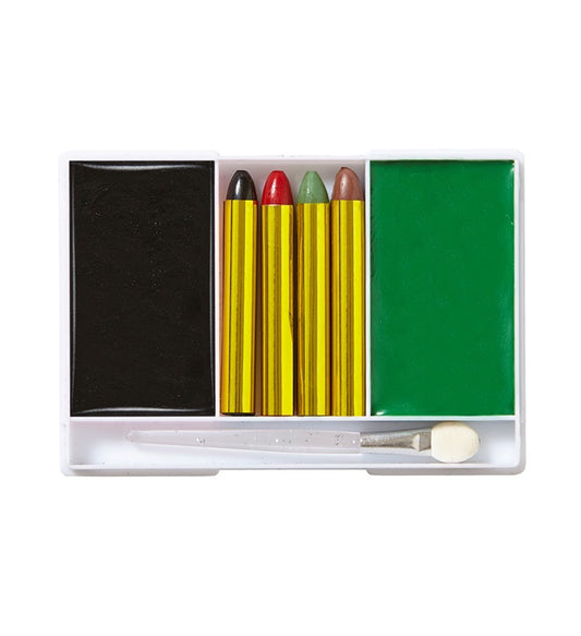 Witch Makeup Set 4 Makeup Sticks, Black & Green Makeup In Tray, Applicator