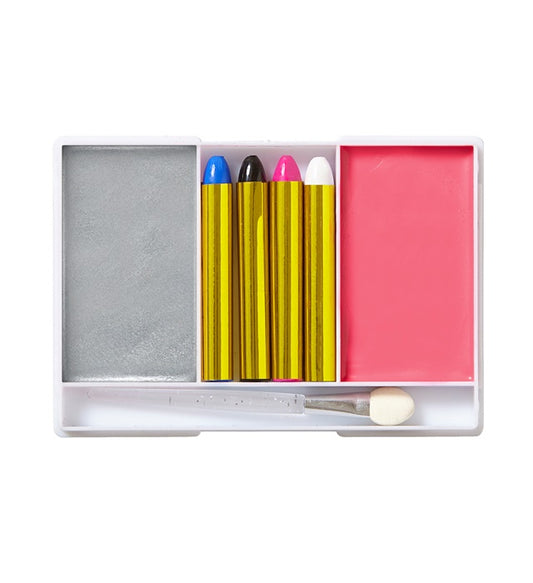 Fairy Makeup Set 4 Makeup Sticks, Silver & Pink Makeup In Tray, Applicator