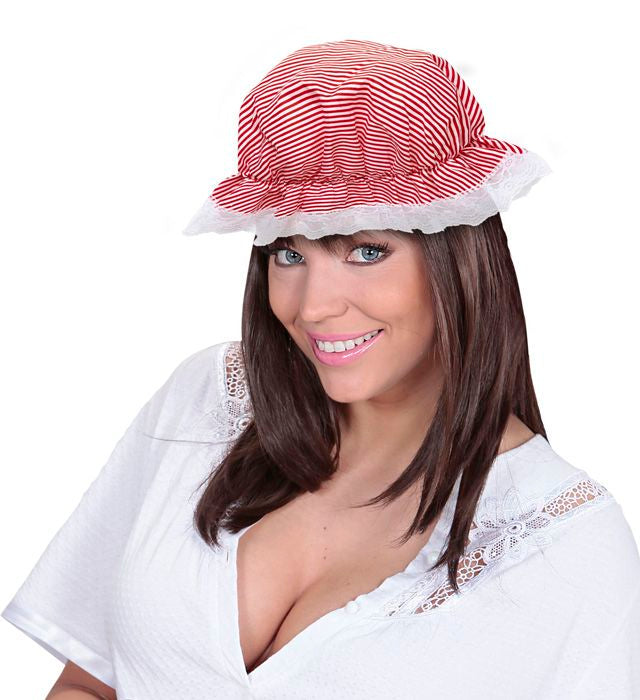 White/Red Striped Bonnet