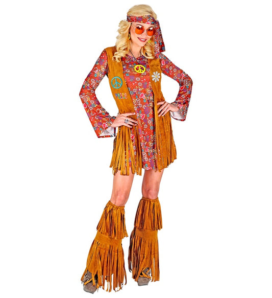 Hippie Dress, Vest, Headband, Fringe Boot Covers