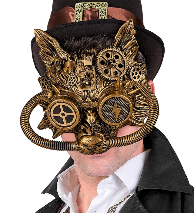 Mask Steampunk Wolf Gold