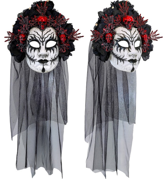 Mask With Black Roses & Veil Death Queen