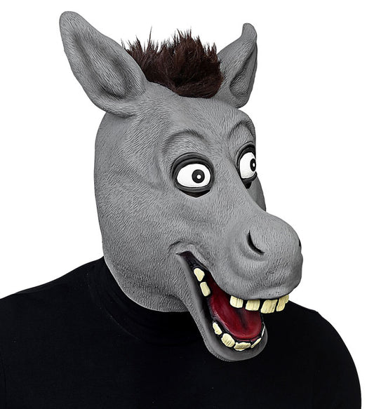 Big Eyes Donkey Full Head Mask With Plush Hair