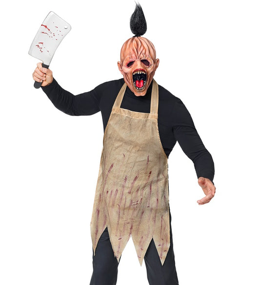 Horror Butcher Full Head Mask With Hair, Apron