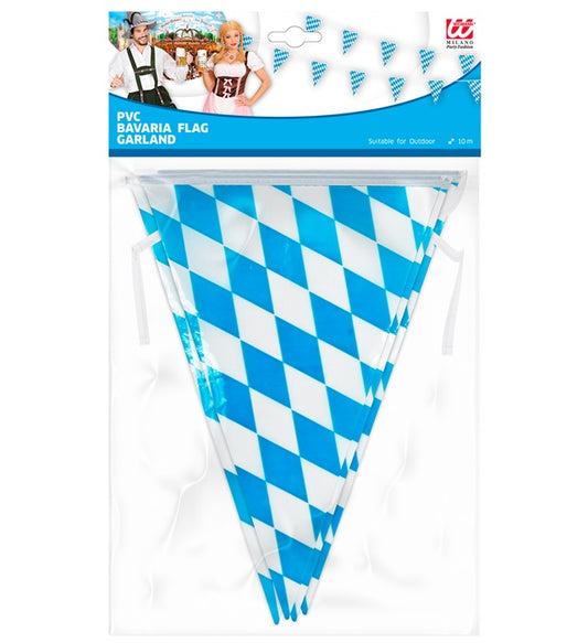 Pvc Bavaria Flag Garland 10 M - Suitable For Outdoor 20 Flags Size 20X30 Cm
