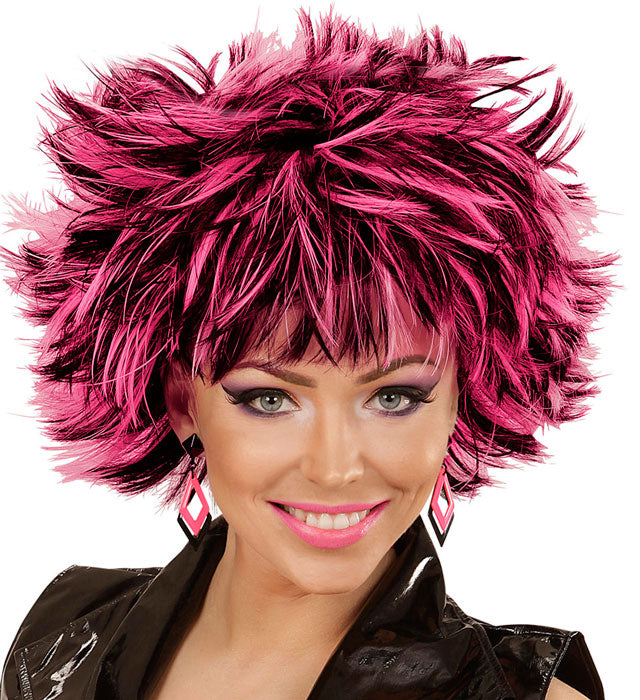 Pair Of Black & Neon Pink Rhombusearrings