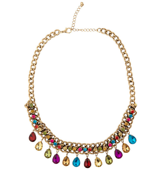 Gold Necklace With Colored Gems