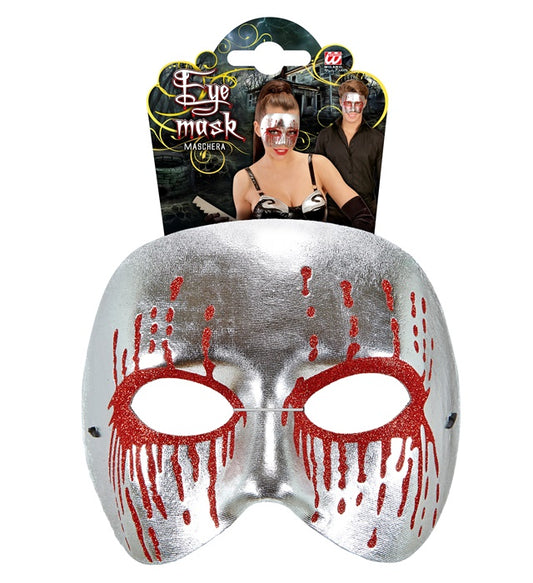 Unisex Silver Psycho Mask With Red Bleeding Eyes