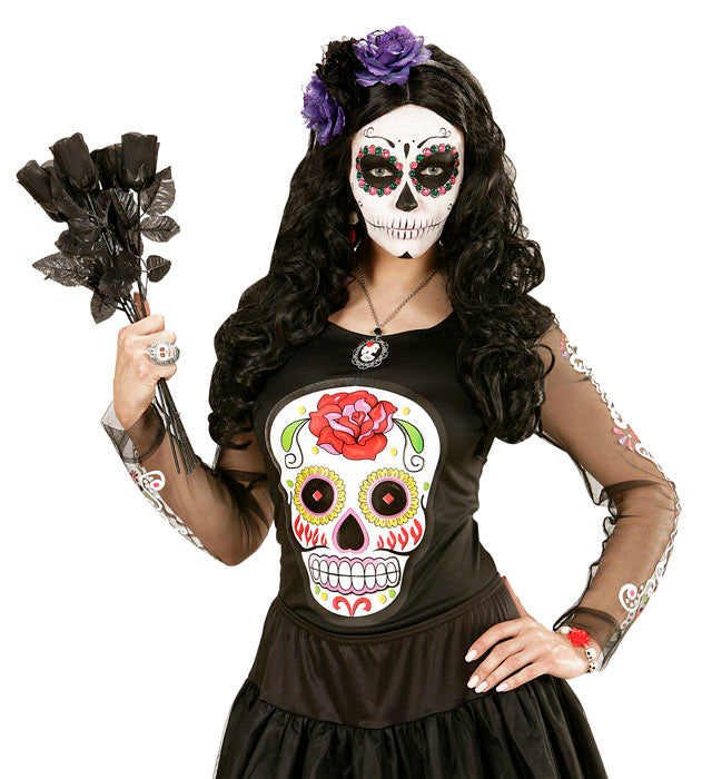 3 Purple-Black Roses Headband