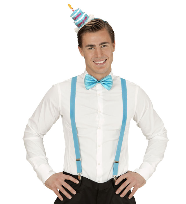 Happy Birthday Cake Headband & Bow Tie 4 Colors Ass.