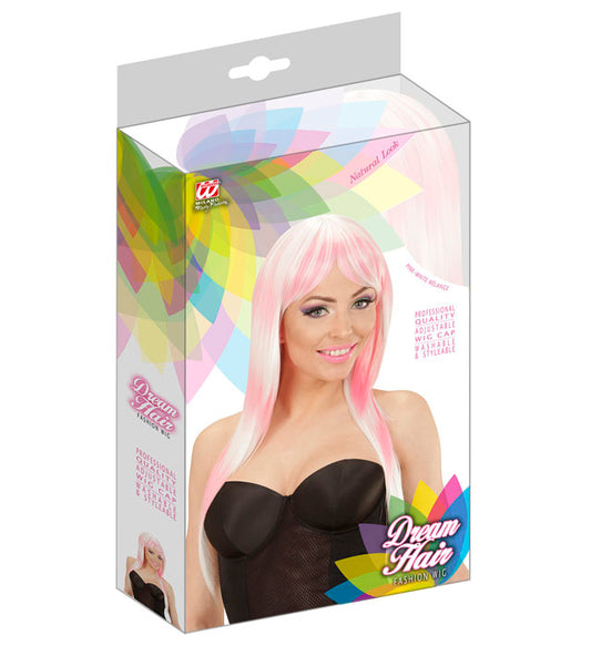 Pink-White Melange Fashion Wig In Color Box