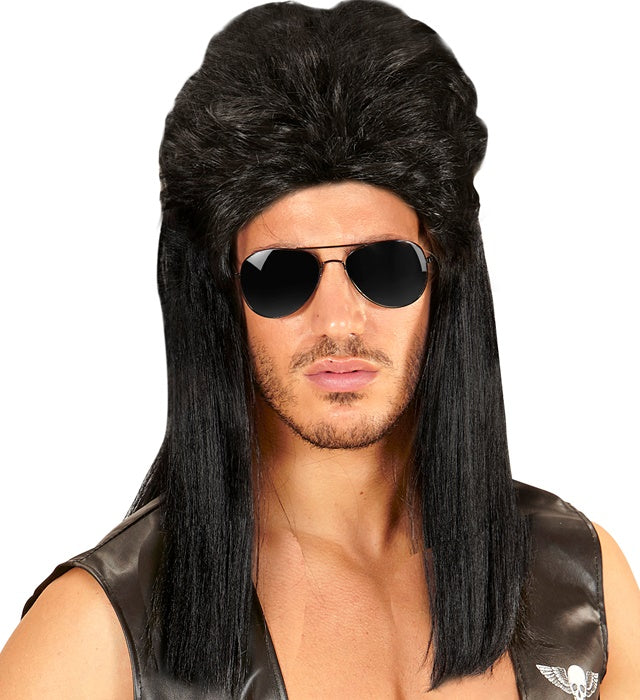 Black Vokuhila Wig In Polybag