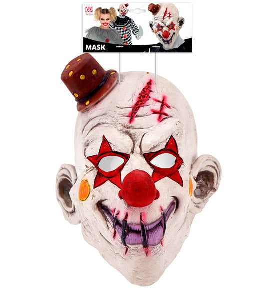 Killer Clown Full Head Mask With Mini Hat