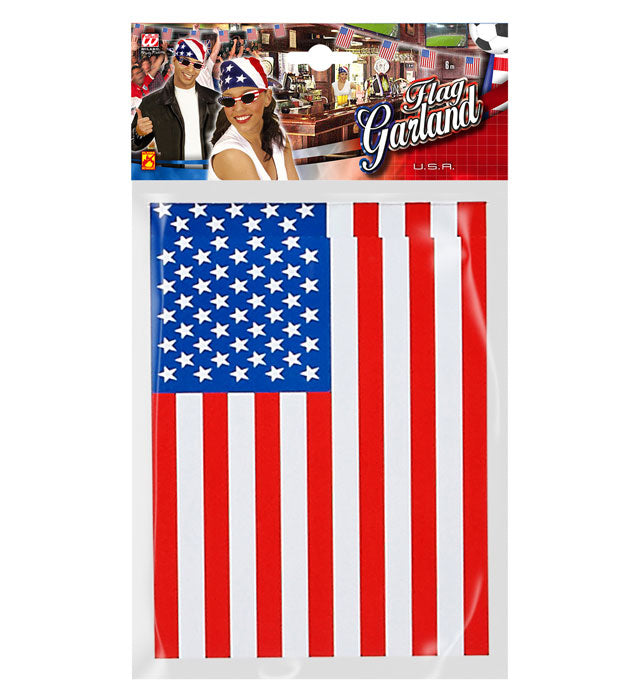 Usa Flag Garland 6 M Flag Size 15 X 20,5 Cm - Flame Retardant