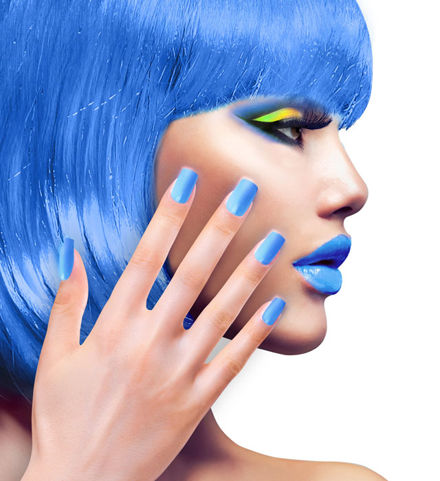 Set Of 12 Self-Adhesive Neon Blueairbrush Nails