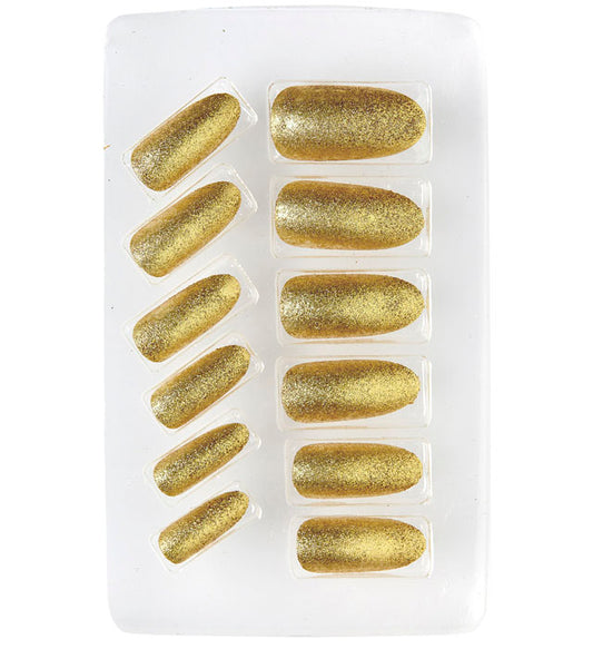 Set Of 12 Self-Adhesive Iridescent Gold Y Nails