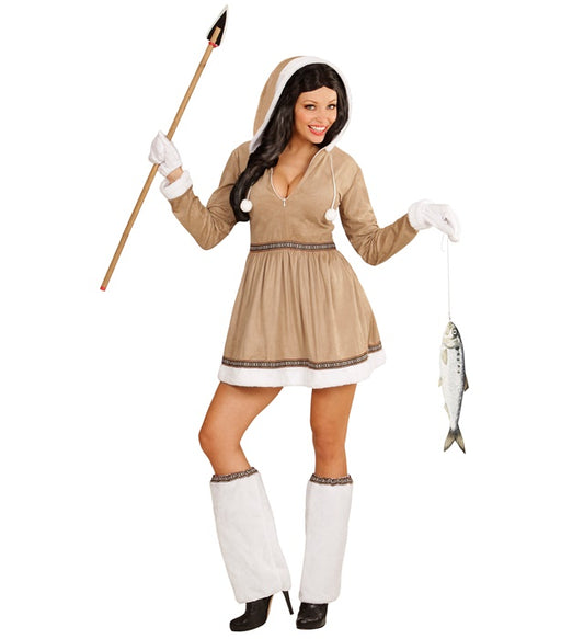 Eskimo Hooded Dress, Leg Warmers, Gloves