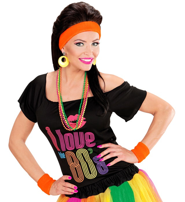 Neon Orange Sweatbands Set Headband And 2 Wristbands