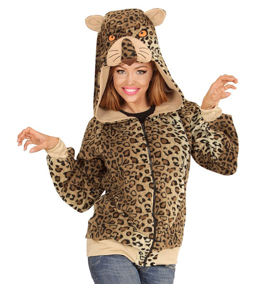 Leopard Hooded Fleece Jacket