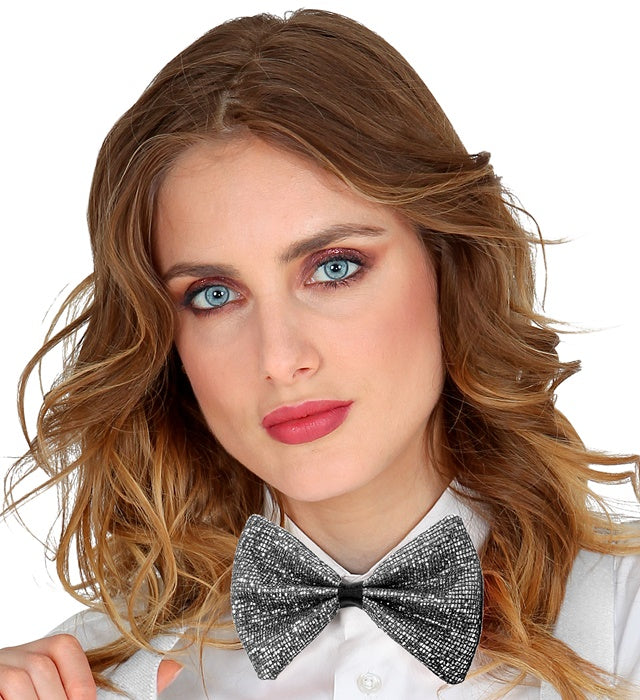 Silver Square Bow Tie