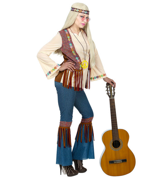 Hippie Shirt With Vest, Pants, Headband, Necklace