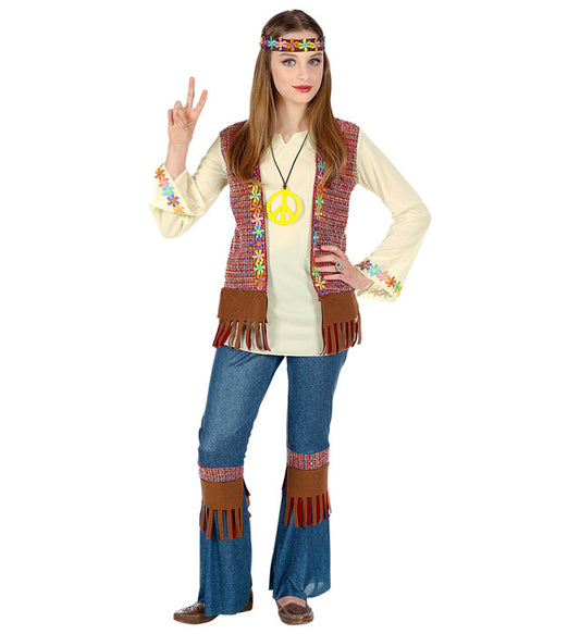 Hippie Shirt With Vest, Pants, Headband, Necklace