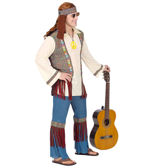 Hippie Shirt With Vest, Pants, Headband, Necklace