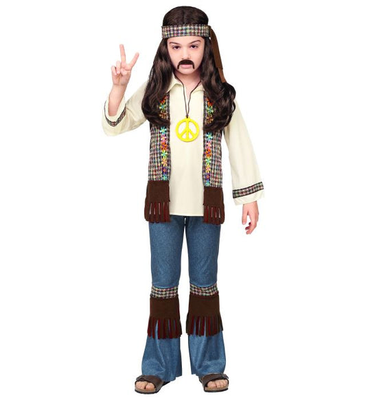Hippie Shirt With Vest, Pants, Headband, Necklace