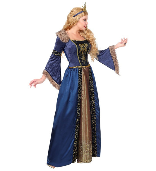 Medieval Queen Dress With Crinoline Underskirt, Crown