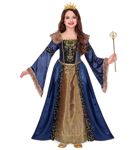 Medieval Queen Dress With Crinoline Underskirt, Crown