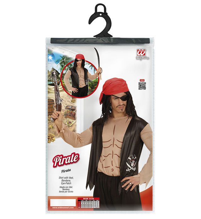 Pirate Shirt With Vest, Bandana, Eye-Patch